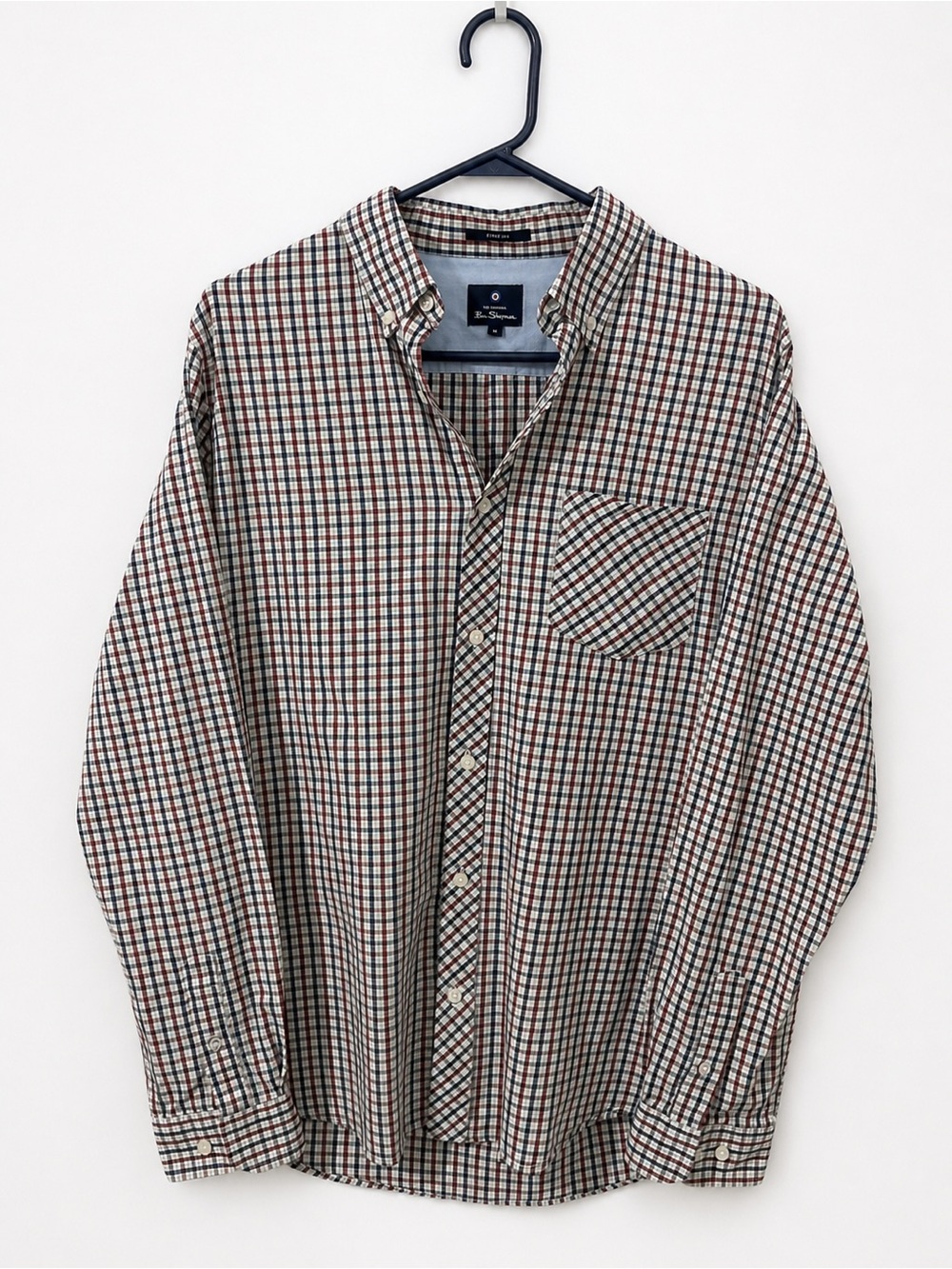 Ben Sherman Red Blue Micro Check Stretch Shirt Men’s M